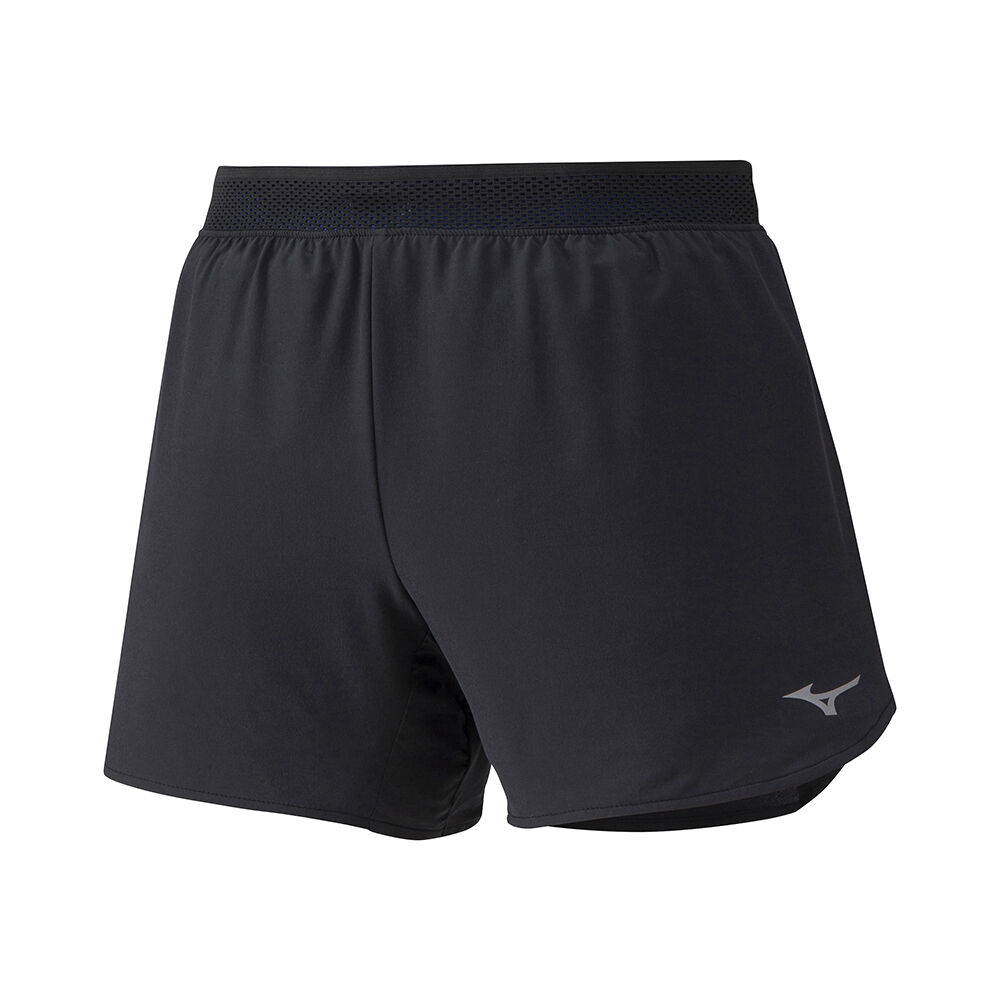 Mizuno Women's ER 4.5 2in1 Running Shorts Black/Blue (J2GB030392-HID)